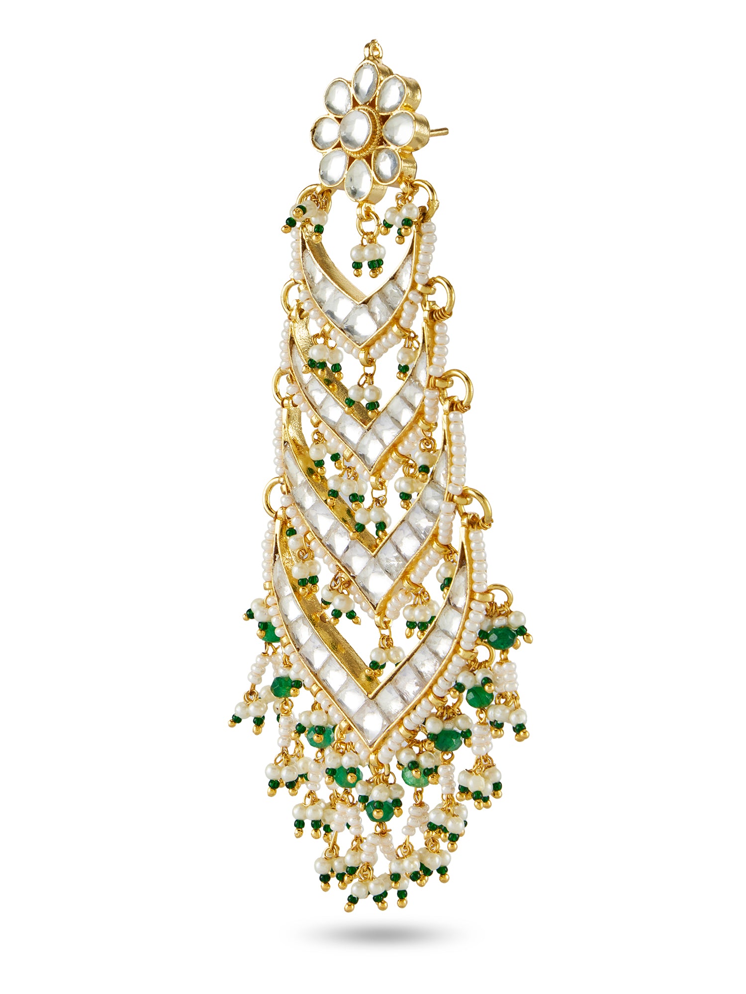 ZANVI LONG CHANDELIER EARRINGS - WHITE