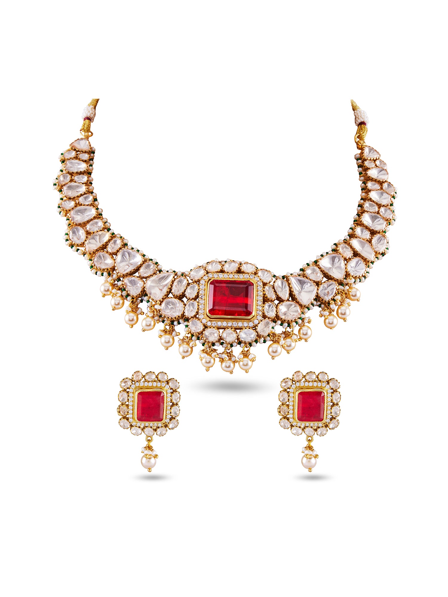 MAHTAB SEMI PRECIOUS NECKLACE SET - COLOUR CHANGEABLE