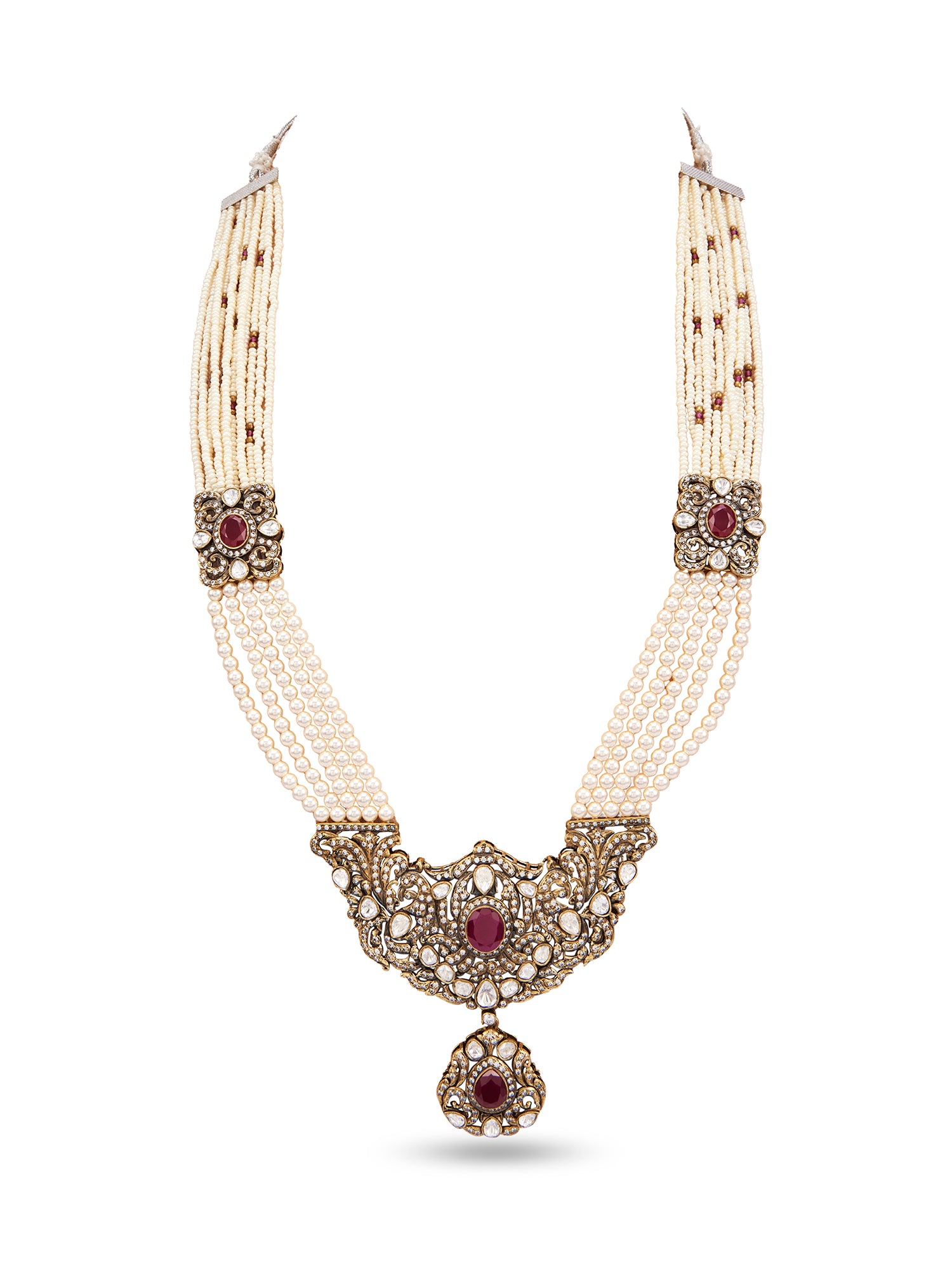 ALMAS LONG NECKLACE SET - RED