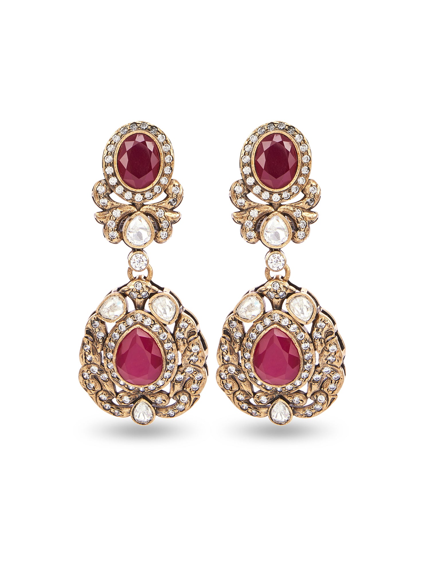 ALMAS LONG NECKLACE SET - RED