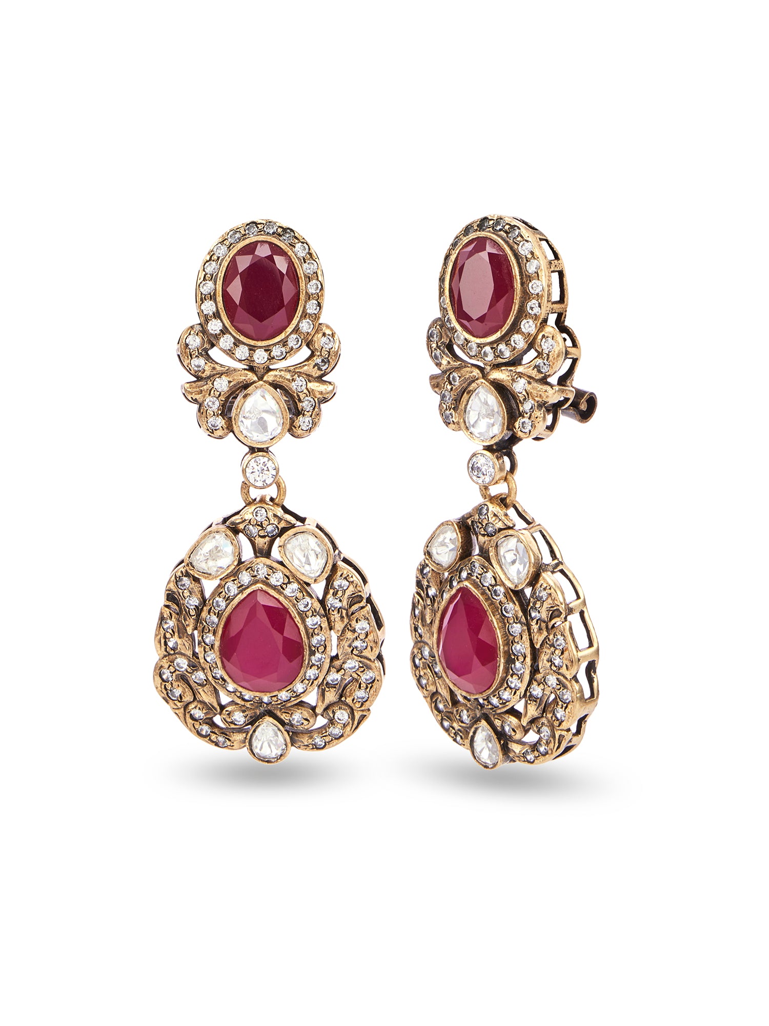 ALMAS LONG NECKLACE SET - RED