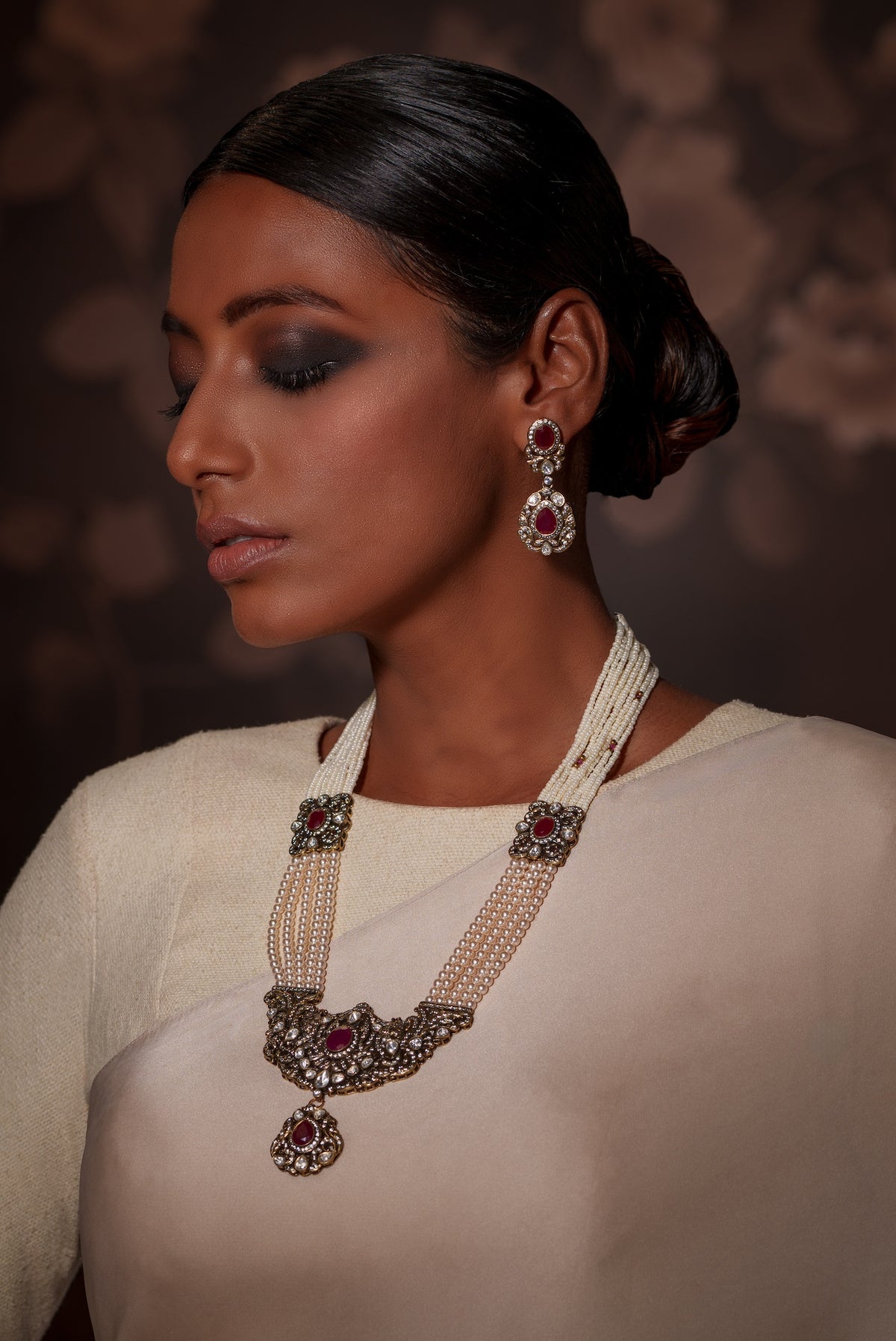 ALMAS LONG NECKLACE SET - RED
